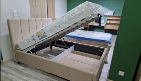 МЕЛОДИЯ-Кровать-140-Оливия-ППМ-Микровелюр-бежевый